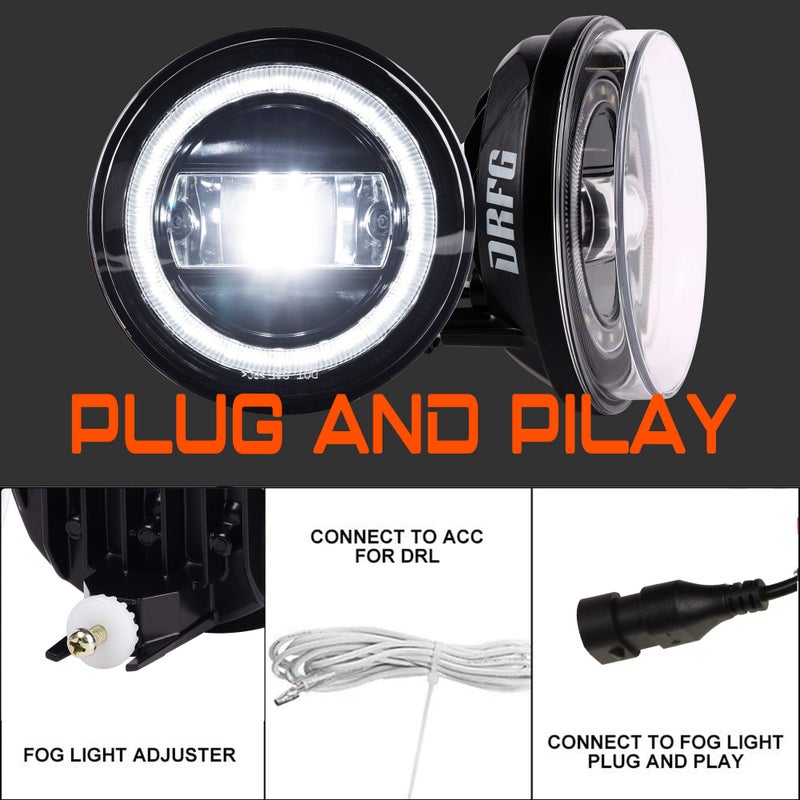 DRFG LED Fog Light Assembly with DRL for Tacoma 2005-2011/ Tundra 2007-2012/ Solara 2004-2006, Bumper Driving Fog lamp Plug and Play 2Pcs Fog Lights - Image 4